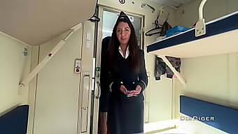 Risky Train Sex With Conductor And Stewardess