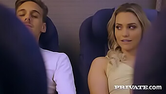 Mia Malkova's first appearance with Private in an airplane encounter with deepthroat and doggystyle action